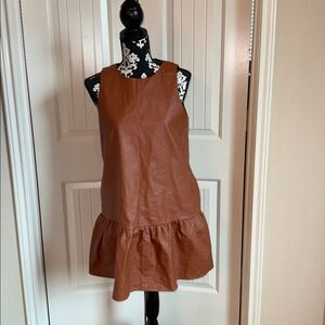 Faux Leather Ruffled Dress